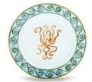 Chinaware Flat Dessert Plate BROWN + LIGHT BLUE- Each